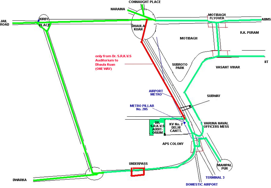 Route Map of Dr. Sarvepalli Radhakrishnan Auditorium (Dr. SRKVS)